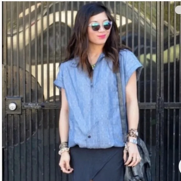 Derek Lam For Design Nation Hooded Short Sleeve Chambray Jacket Size XL - Picture 11 of 11